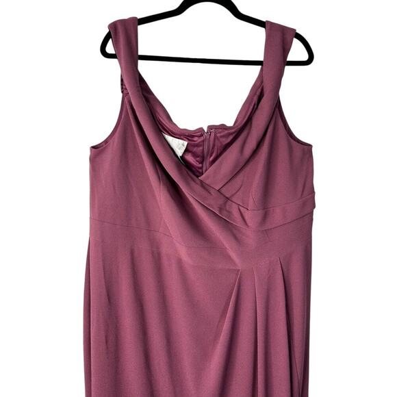 Davids Bridal Dress Size 22 Chianti Long Pleated Off the Shoulder Stretch Crepe - Picture 2 of 11